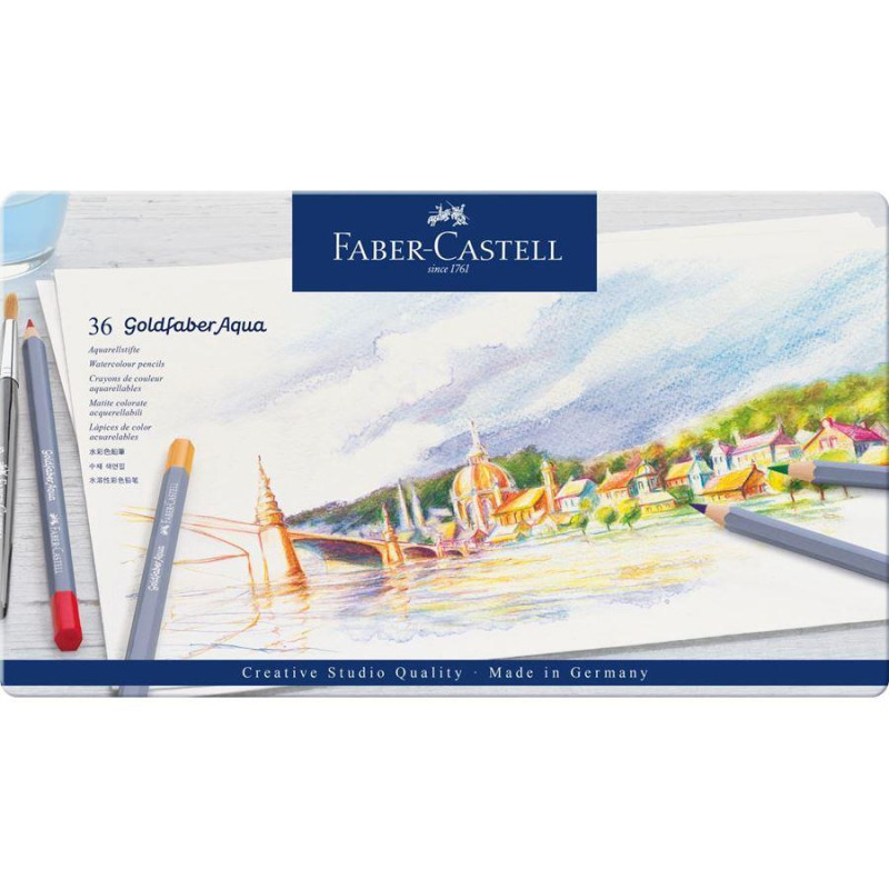 Crayon Aquarelle Goldfaber Aqua 143 Bleu Cobalt - Mine Pigmentée 3,3 Mm Soluble à L’eau - Résistant à La Lumière Et Incassable
